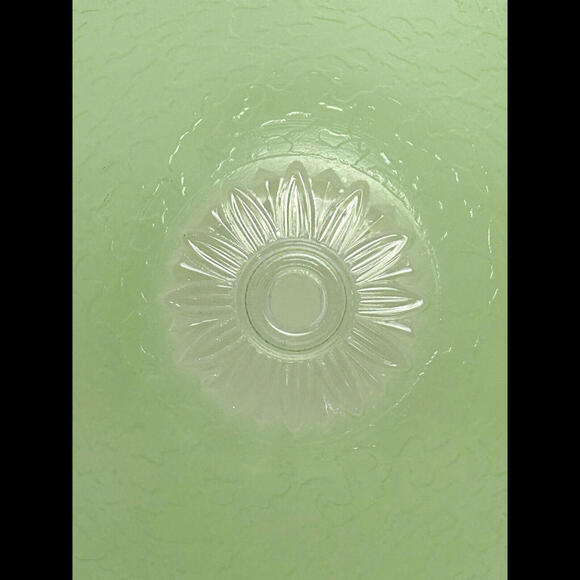Vintage Deco Green Textured Thick Glass Ceiling Shade Bow Ribbon Accent Deco 12" - Picture 3 of 14